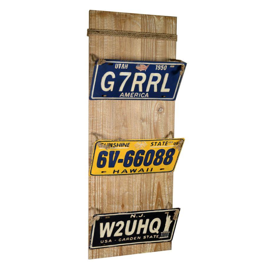 Portalettere in legno con targa e 3 cassetti - 30x81x13 cm