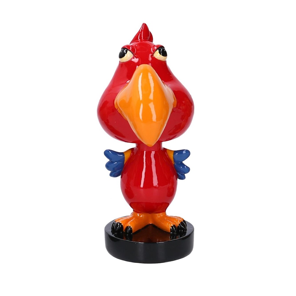 Portaocchiali Pappagallo Rosso in Resina con Molla 7x7x15 cm
