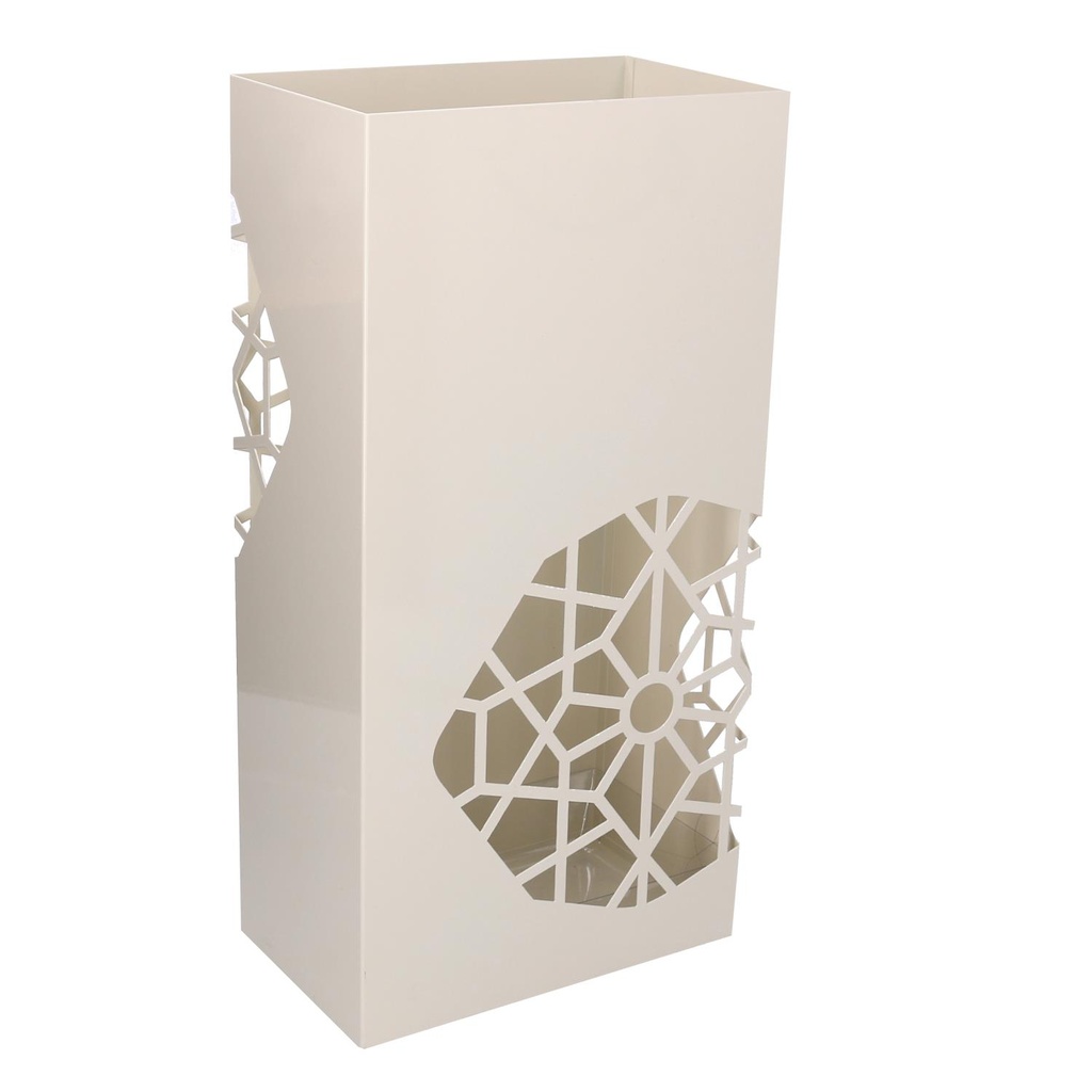 Portaombrelli metallo bianco rettangolare 25x15 cm, altezza 50 cm