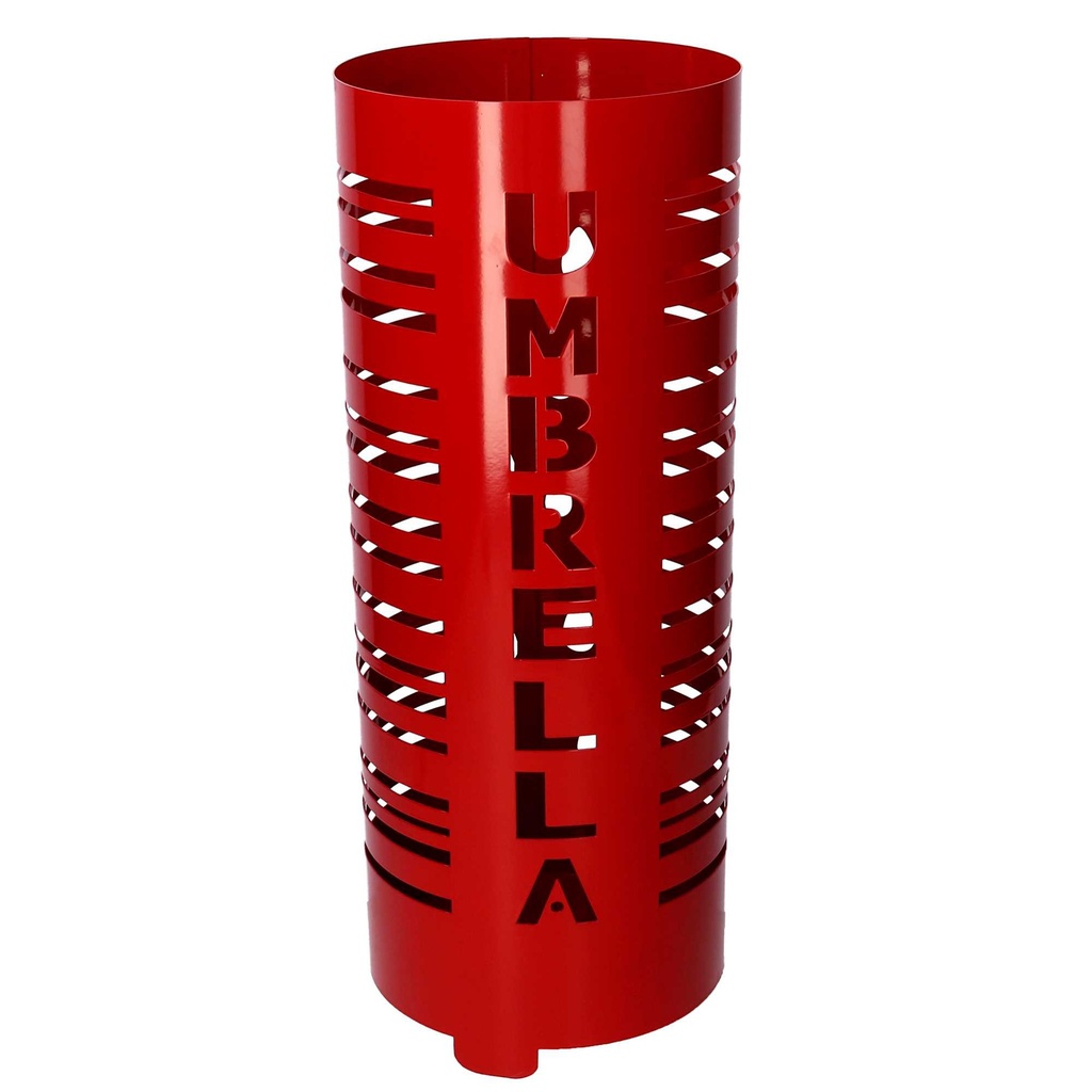 Portaombrelli rosso tondo in metallo con scritta Umbrella - 19 cm ø x 49 cm
