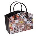 Portariviste rettangolare in ecopelle carretto siciliano 33,5x15,5x25,5 cm