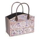 Portariviste rettangolare in ecopelle grigia con fiori cm33,5x15,5h25,5