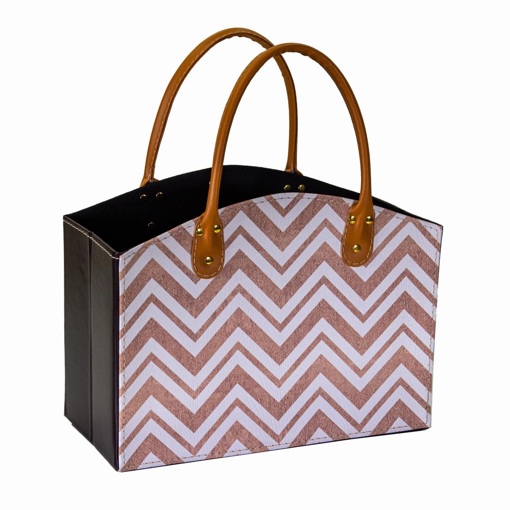 Portariviste rettangolare in ecopelle marroncino 33,5x15,5x25,5 cm