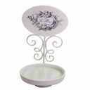 Portasapone in metallo ceramica Le Bain bianco 14x10x21,5 cm