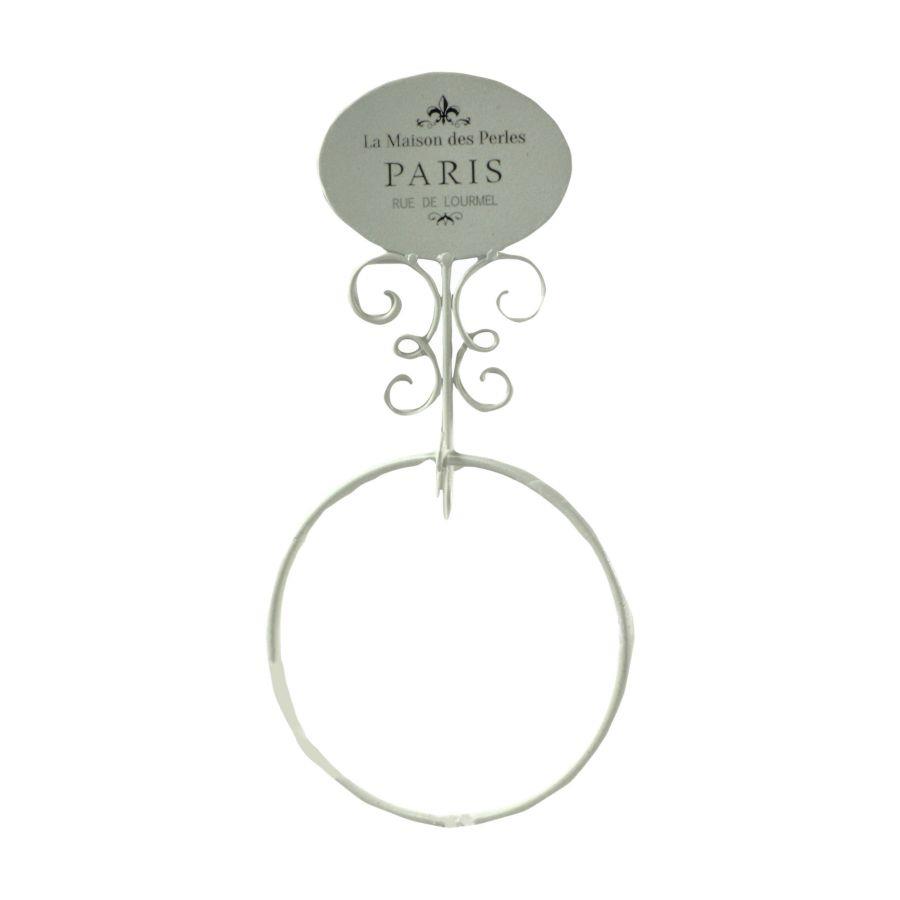 Portasciugamani a Muro Metallo Paris Bianco Anello 20x6h38,5 cm