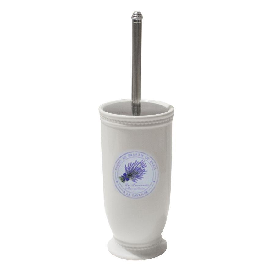 Portascopino in Ceramica Lavanda Bianco Tondo 11,5x23,8 cm