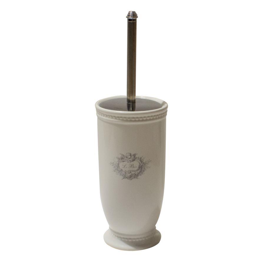 Portascopino in Ceramica Le Bain Bianco Tondo 11,5x23,8 cm