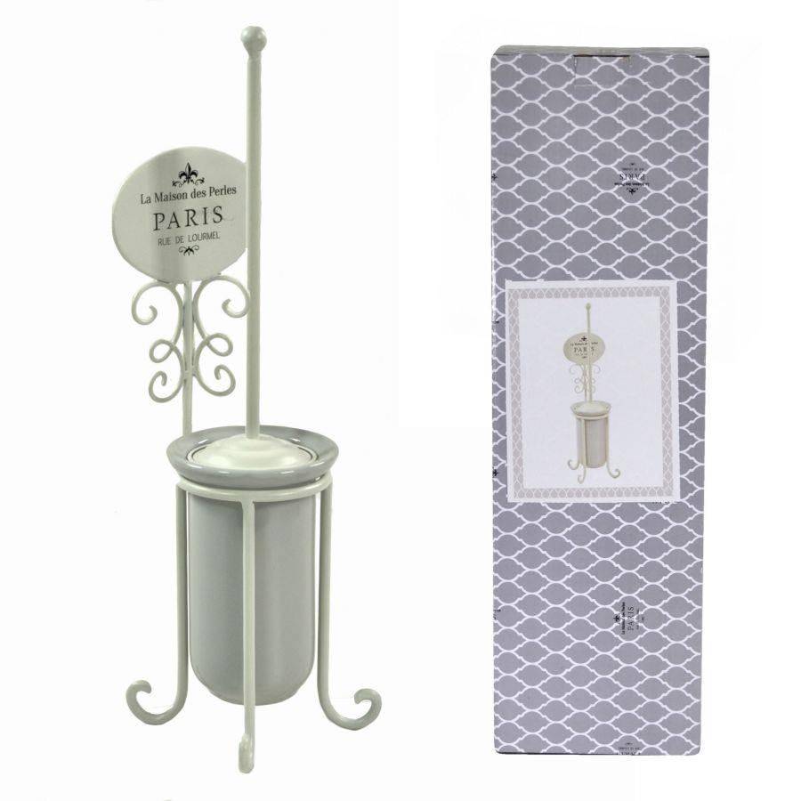 Portascopino Metallo Paris Bianco 14x15x51 cm