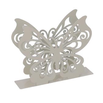Portatovaglioli Metallo Farfalla Crema Rettangolare 14,5x4x12 cm