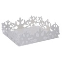 Portatovaglioli metallo fiocco neve bianco quadrato 16,5x16,5x5 cm