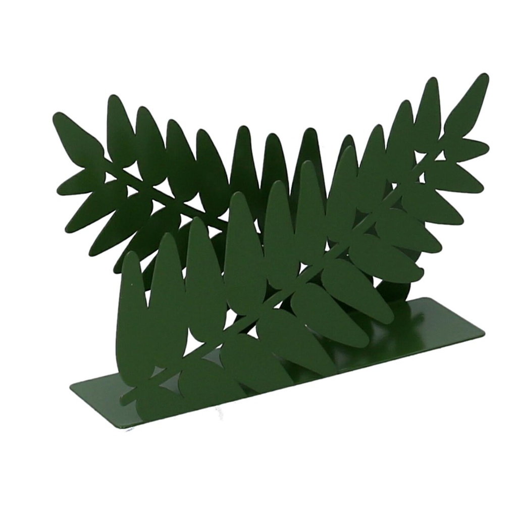 Portatovaglioli Metallo Foglia Alloro Verde Scuro Rettangolare 14,5x4h10 cm