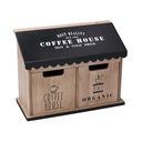 Portatutto legno 2 cassetti nero rettangolare 23,5x10,7x18 cm