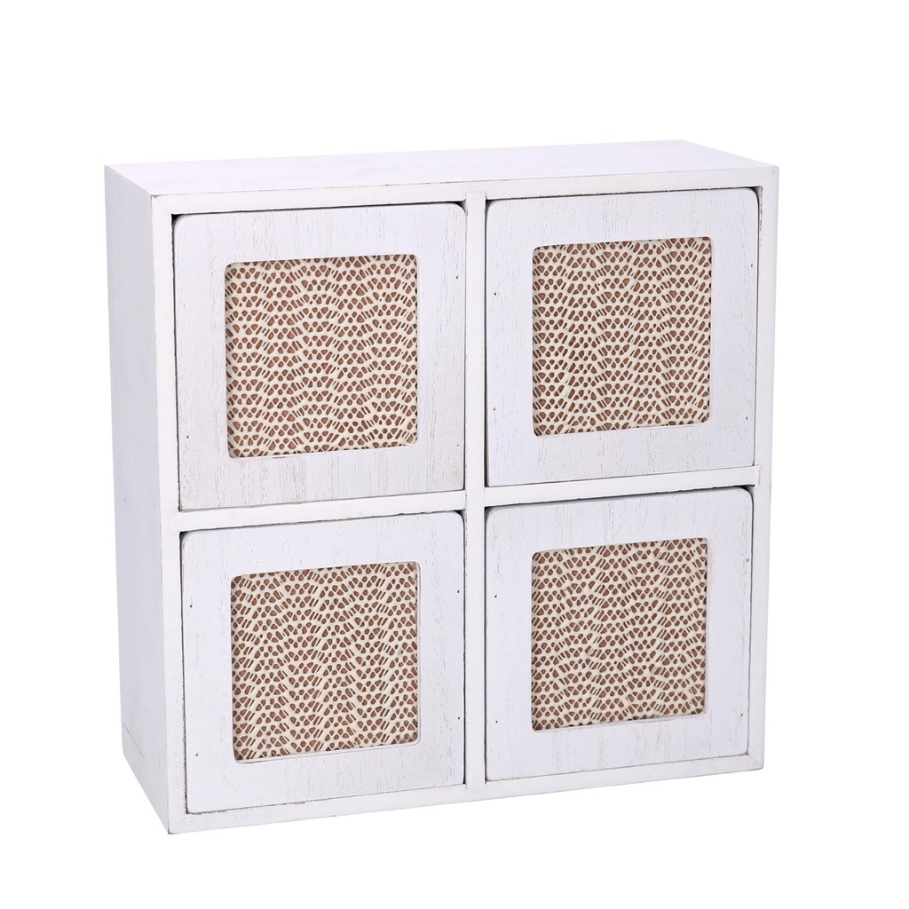 Portatutto in legno bianco quadro 20x8x20 cm