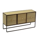 Portatutto legno e metallo marrone arrugginito con 3 cassetti - Dimensioni cm38x11h20