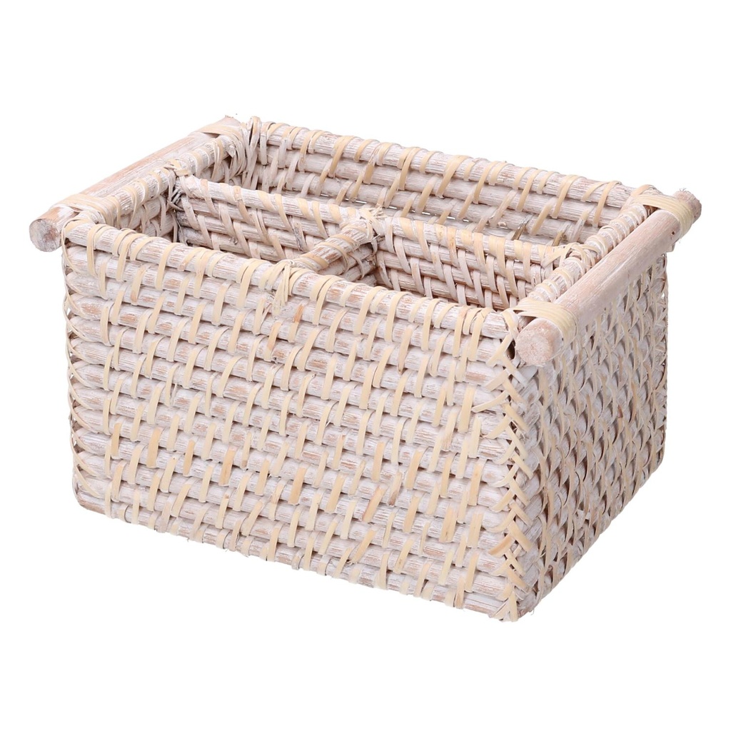 Portatutto Rattan Algarve 3 Scomparti Bianco Rettangolare 20/23x15x12,5 cm