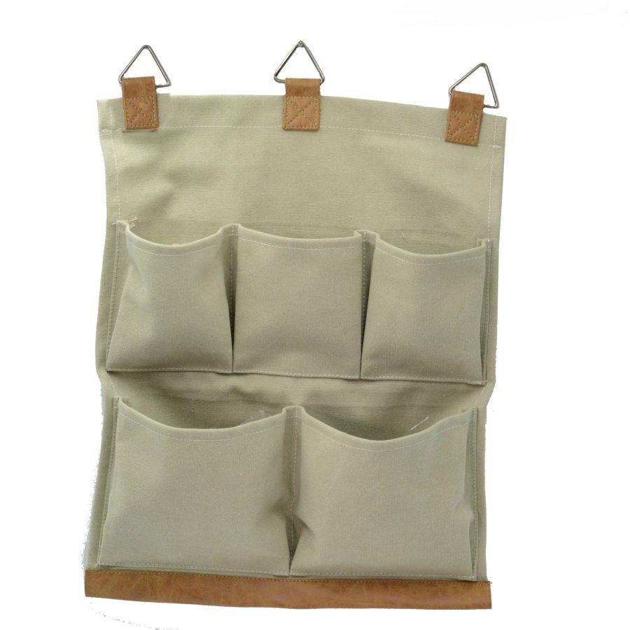 Portatutto in tessuto crema con 5 tasche - 44x35,5x6 cm