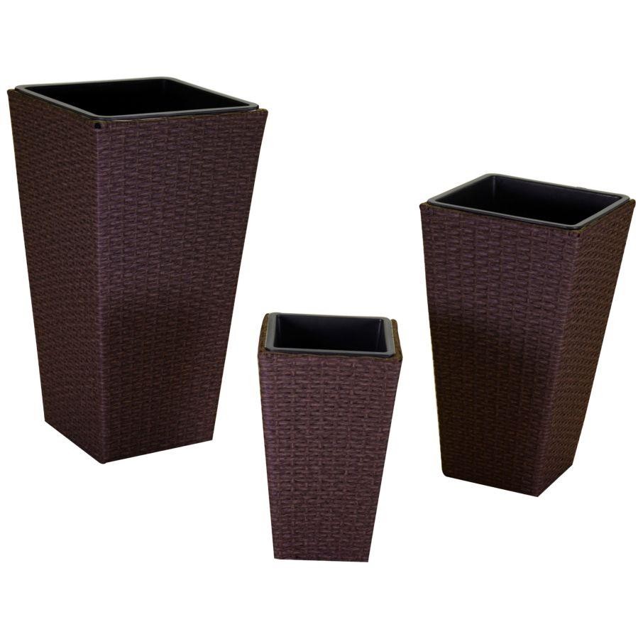 Portavaso Polyrattan Quadro Noce 35,5 x 35,5 x 66 cm