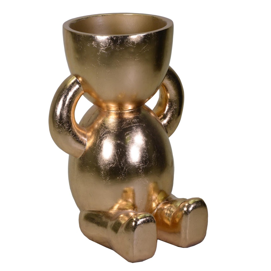 Portavaso bambino in resina dorata 49,5x48x69 cm
