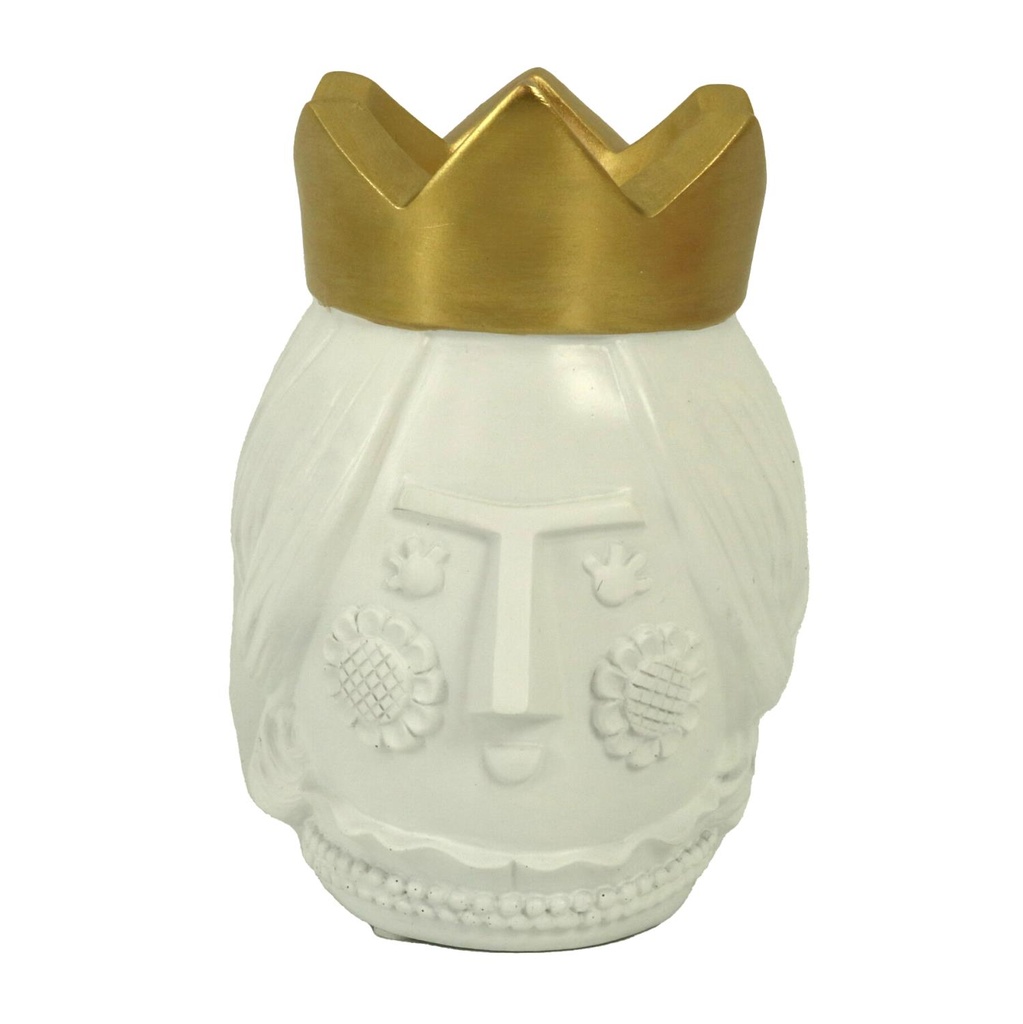 Portavaso resina viso regina oro bianco 11x14x17 cm