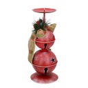 Portacandele in metallo rosso, dimensioni 10,5 cm di larghezza e 26,5 cm di altezza