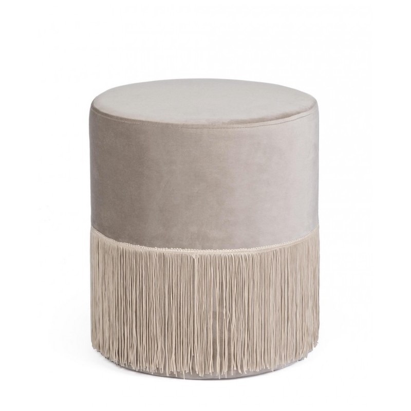 Pouf Leilani effetto velluto grigio chiaro D38 cm