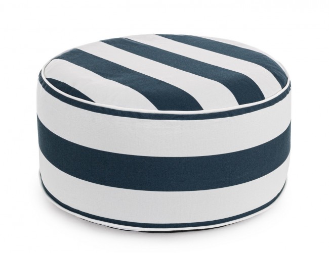 Pouf Righe Gonfiabile Bianco-Blu