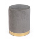 Pouf grigio effetto velluto con fascia oro 35x40 cm