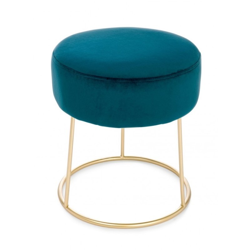 Pouf in velluto blu diametro 35x h40 cm