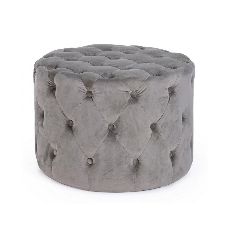 Pouf vintage grigio velluto cm diam 60 x 42 h