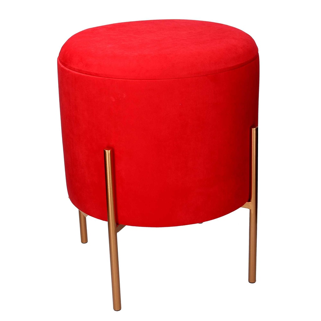 Puff Contenitore Tessuto Rosso con Gambe 40x40x51 cm