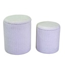 Puff Contenitore Tessuto Boucle Bianco ø39h49