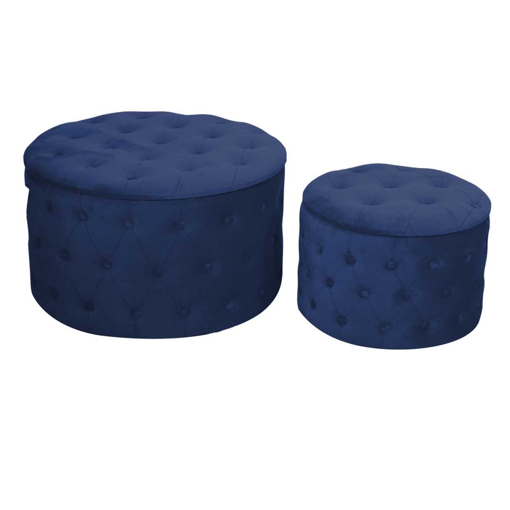 Puff velluto blu ø70h42
