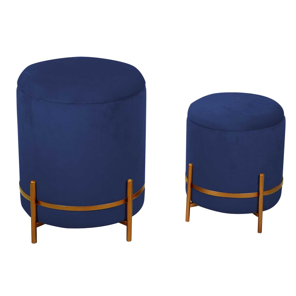 Puff in velluto blu ø39h49