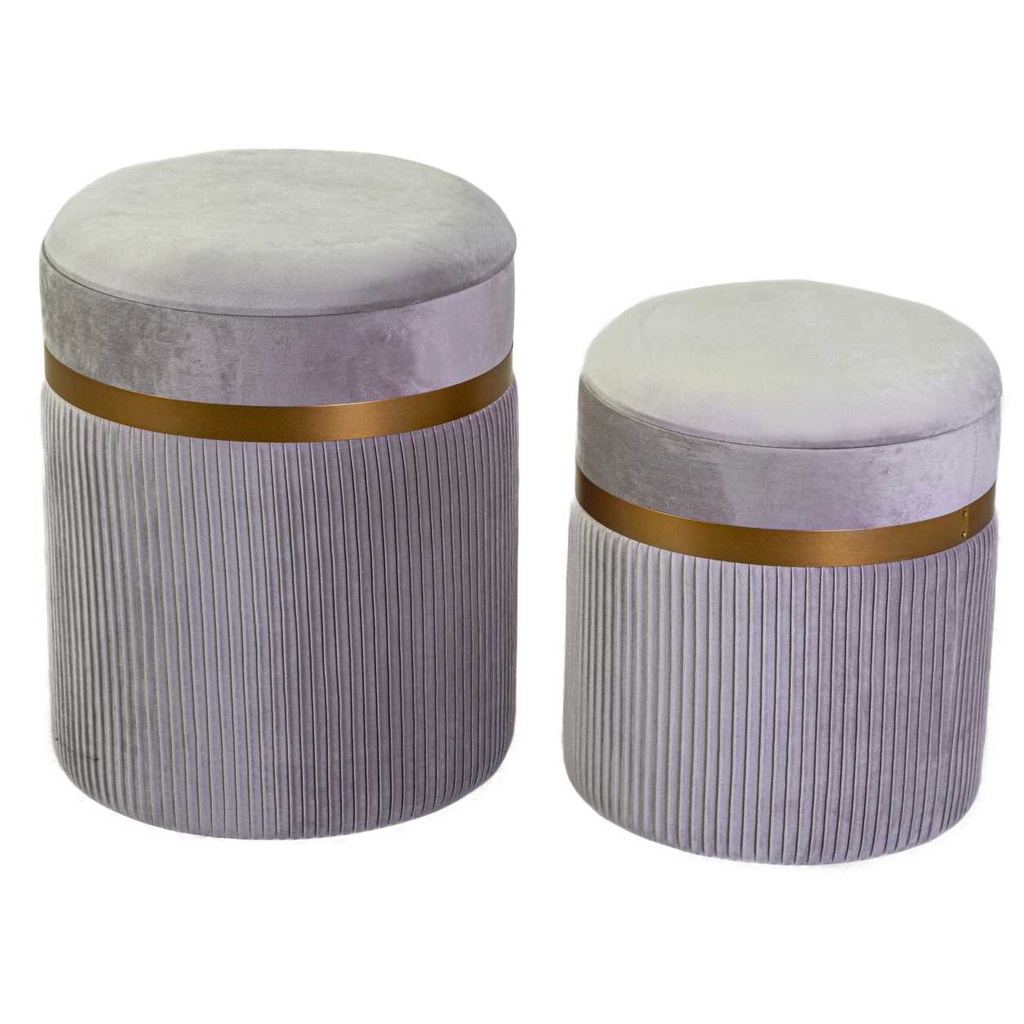 Puff velluto grigio chiaro ø39h49