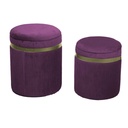 Puff in velluto viola tondo ø39h49 cm