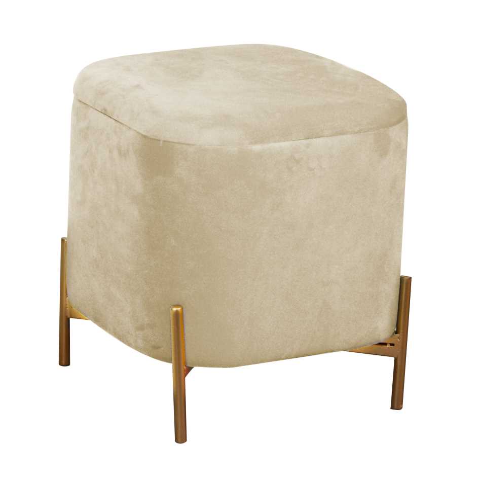 Puff in velluto crema 38x38x45 cm