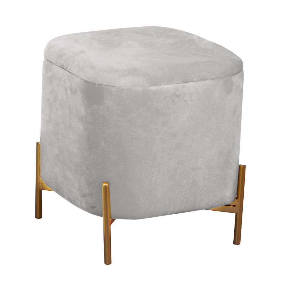 Puff in velluto grigio chiaro 38x38x45 cm