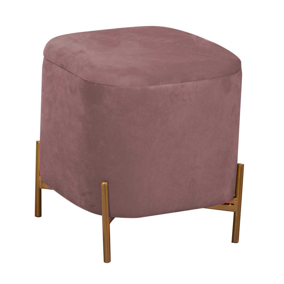 Puff velluto rosa antico 38x38x45 cm