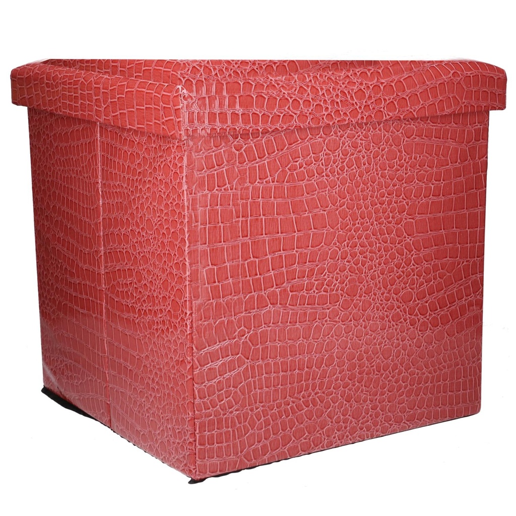 Puff rosso quadrato in ecopelle 30x30x30 cm