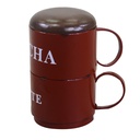 Pouff metallo tazzine rosso tondo 44x30x50 cm