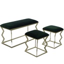 Puff in metallo velluto verde con 2 piccoli rettangolari 100x40,5x51,5 cm