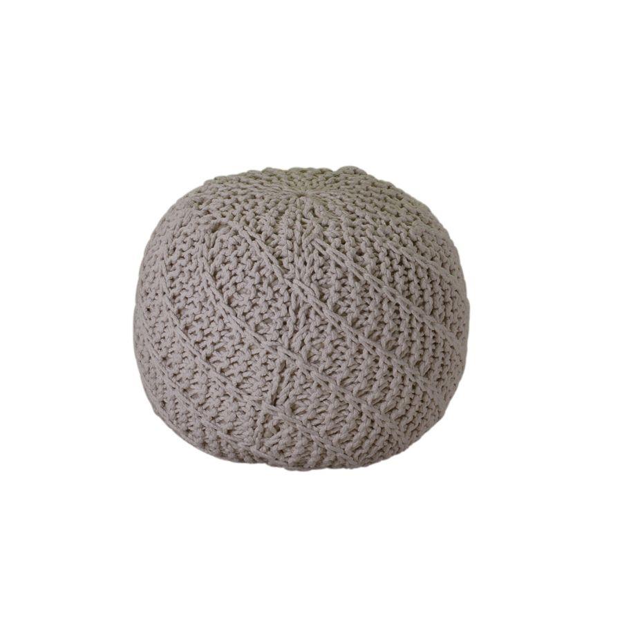 Pouff in tessuto bianco - 47 x 36 cm