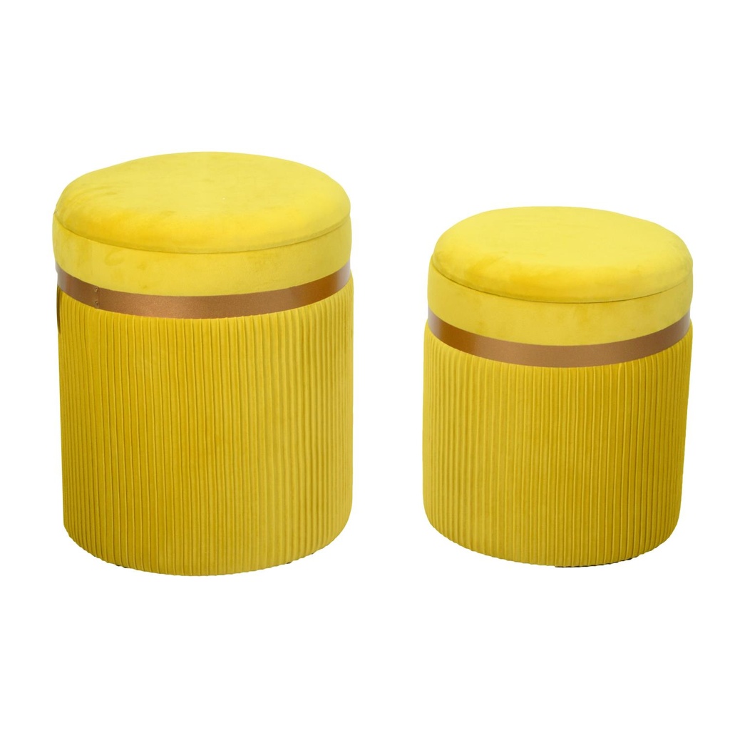 Puff in velluto giallo ø39h49