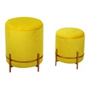 Puff in velluto giallo ø39h49