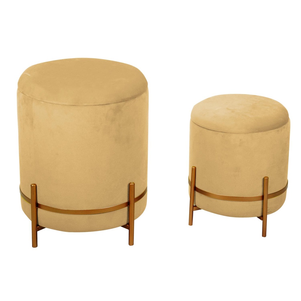 Puff in velluto ocra 1-2, ø39h49 cm