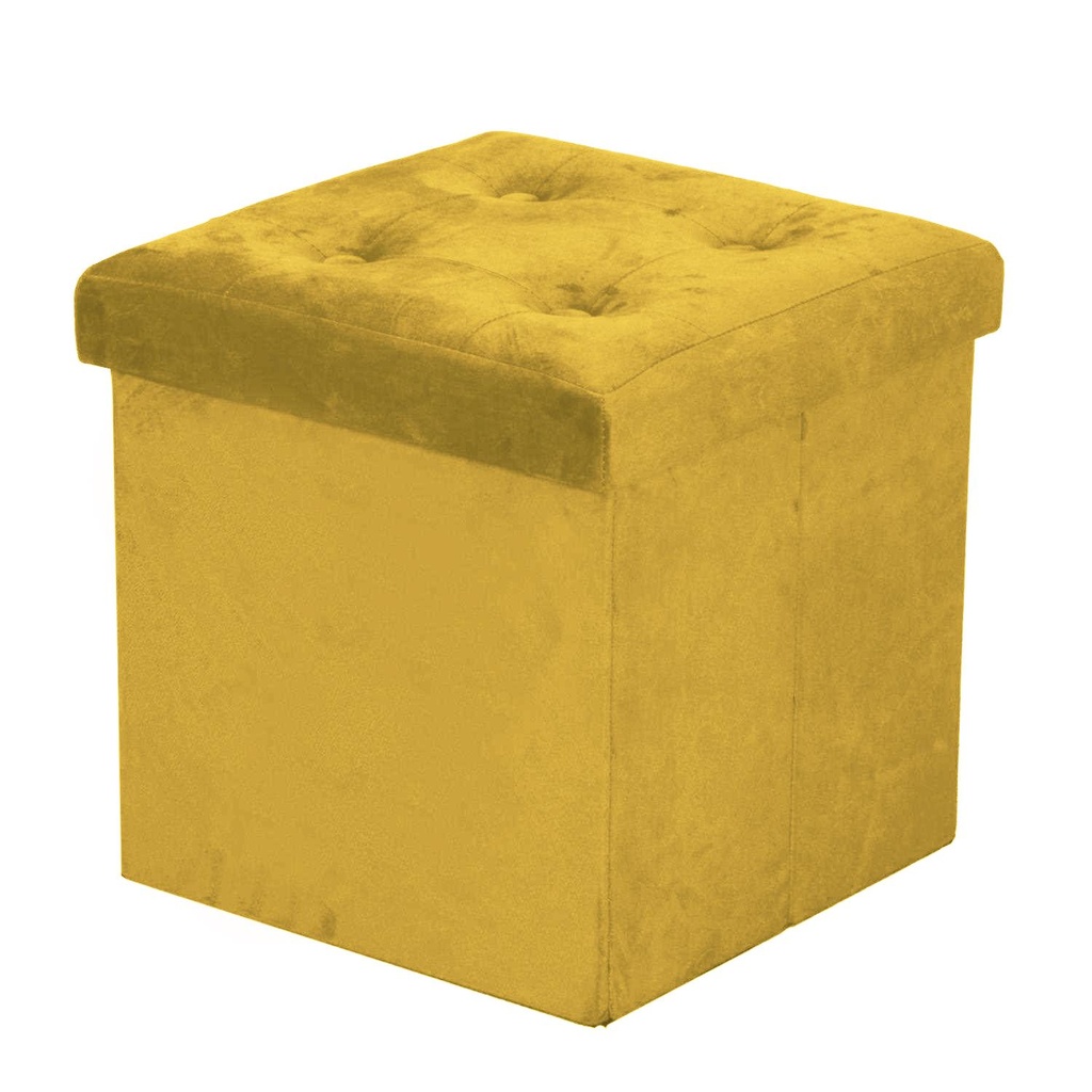 Puff velluto giallo quadro 38x38x38 cm