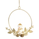 Ghirlanda oro con pupazzo di neve in metallo - 16x16x3 cm