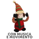 Pupazzo Tessuto Elfo Rosso con Musica e Movimento 12x12x40 cm