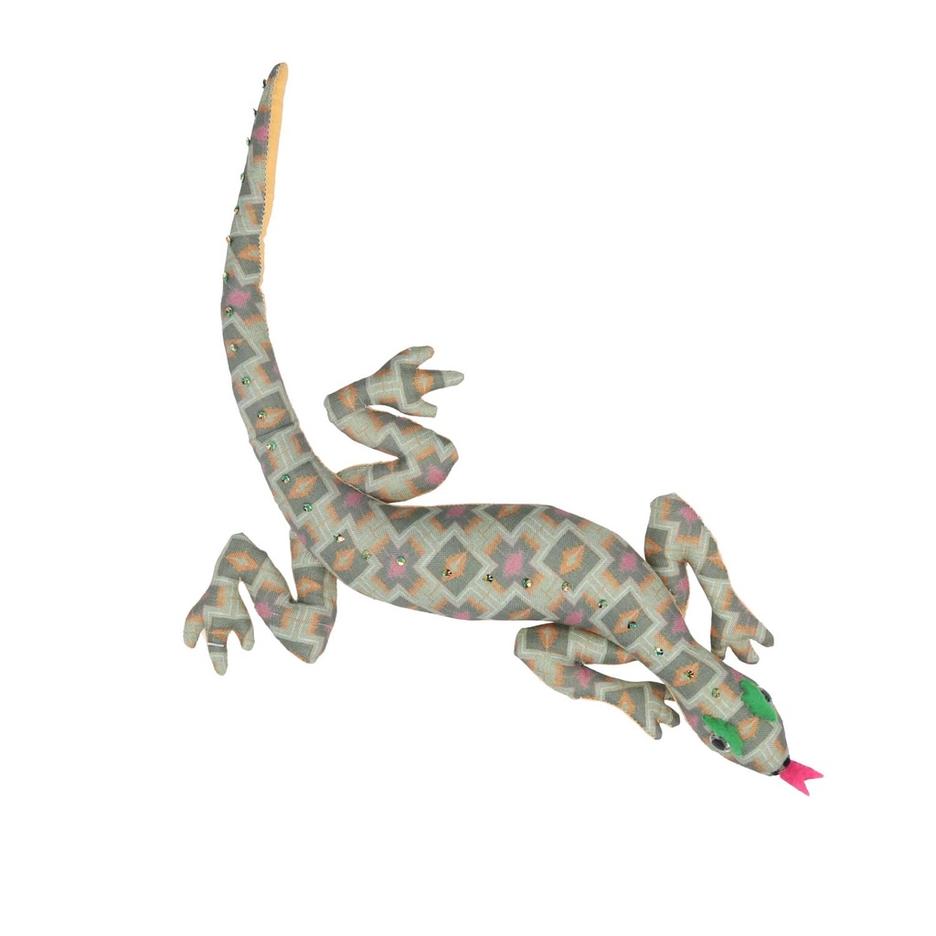 Pupazzo tessuto lucertola verde 45x22x5 cm
