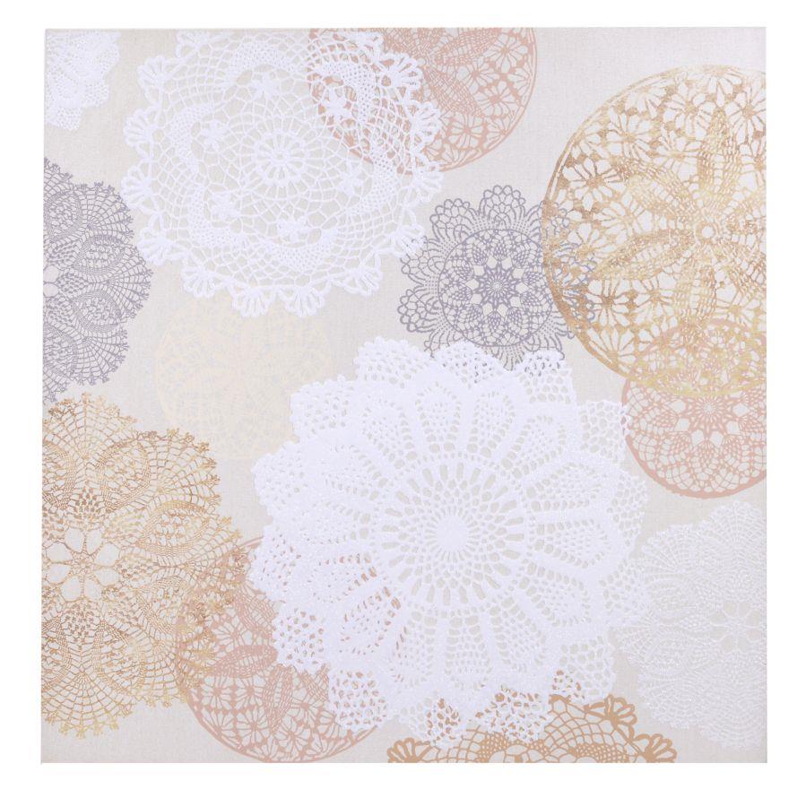 Quadro dipinto mandala chiaro 80x80x4 cm